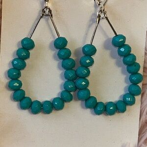 Elegant Turquoise Beaded Hoop Earrings